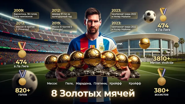 Сколько золотых мячей у Месси: рекордная статистика Лионеля Месси и сравнение с другими легендами